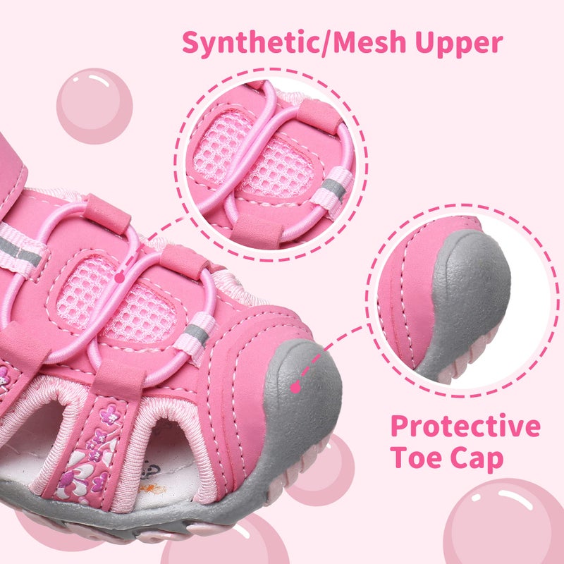 Apakowa Kids Girls Sandals Soft Sole Closed Toe Sandals Summer Shoes with Arch Support (Toddler/Little Kid) (Color : Y607PINK, Size : 5 M US Toddler) - Image 3